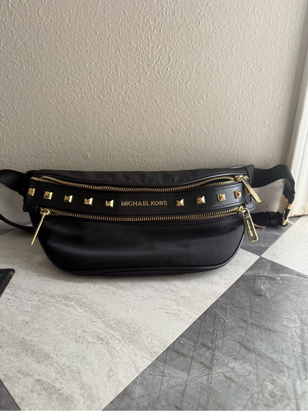 Michael Kors Kenly Medium Studded Nylon Crossbody